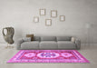 Machine Washable Geometric Purple Traditional Area Rugs in a Living Room, wshtr3008pur