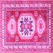 Square Geometric Pink Traditional Rug, tr3008pnk