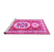 Sideview of Machine Washable Geometric Pink Traditional Rug, wshtr3008pnk
