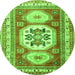 Square Geometric Green Traditional Rug, tr3008grn