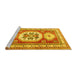 Sideview of Machine Washable Geometric Yellow Traditional Rug, wshtr3008yw