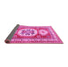 Sideview of Geometric Pink Traditional Rug, tr3008pnk