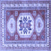 Square Machine Washable Geometric Blue Traditional Rug, wshtr3008blu