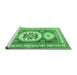 Sideview of Machine Washable Geometric Emerald Green Traditional Area Rugs, wshtr3008emgrn