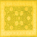 Square Machine Washable Oriental Yellow Traditional Rug, wshtr3009yw