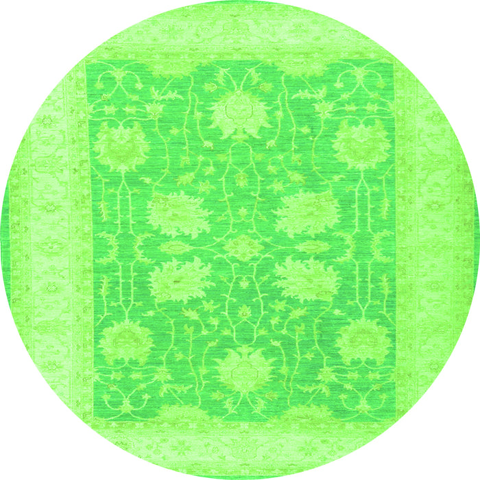 Square Oriental Green Traditional Rug, tr3009grn