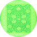 Square Oriental Green Traditional Rug, tr3009grn