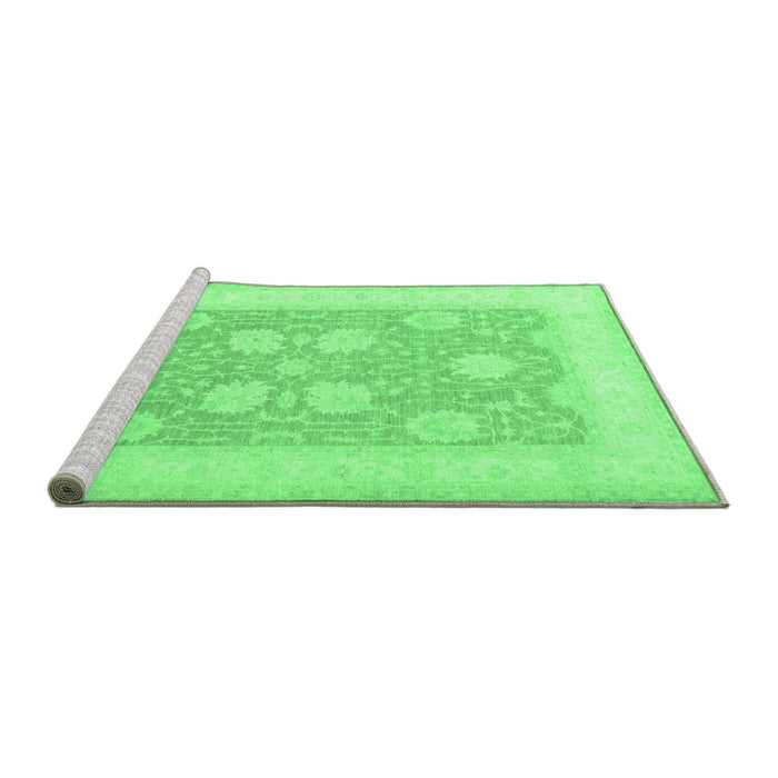 Sideview of Machine Washable Oriental Emerald Green Traditional Area Rugs, wshtr3009emgrn