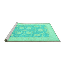 Sideview of Machine Washable Oriental Turquoise Traditional Area Rugs, wshtr3009turq