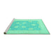 Sideview of Machine Washable Oriental Turquoise Traditional Area Rugs, wshtr3009turq