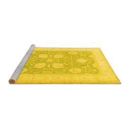 Sideview of Machine Washable Oriental Yellow Traditional Rug, wshtr3009yw