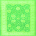 Serging Thickness of Oriental Green Traditional Rug, tr3009grn
