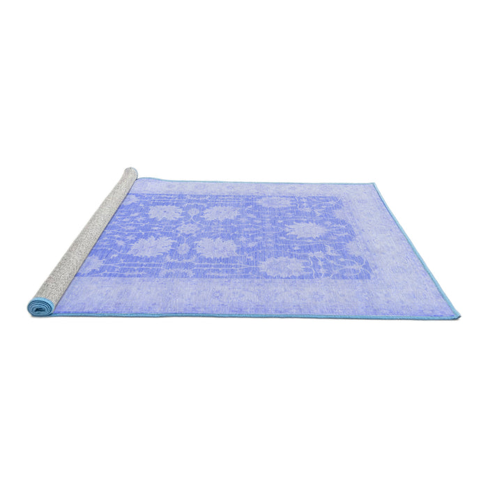 Sideview of Machine Washable Oriental Blue Traditional Rug, wshtr3009blu