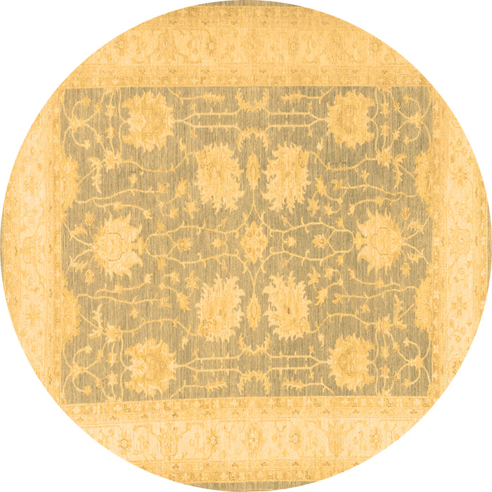 Round Oriental Brown Traditional Rug, tr3009brn