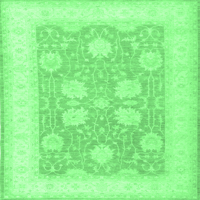 Square Machine Washable Oriental Emerald Green Traditional Area Rugs, wshtr3009emgrn