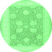 Round Oriental Emerald Green Traditional Rug, tr3009emgrn