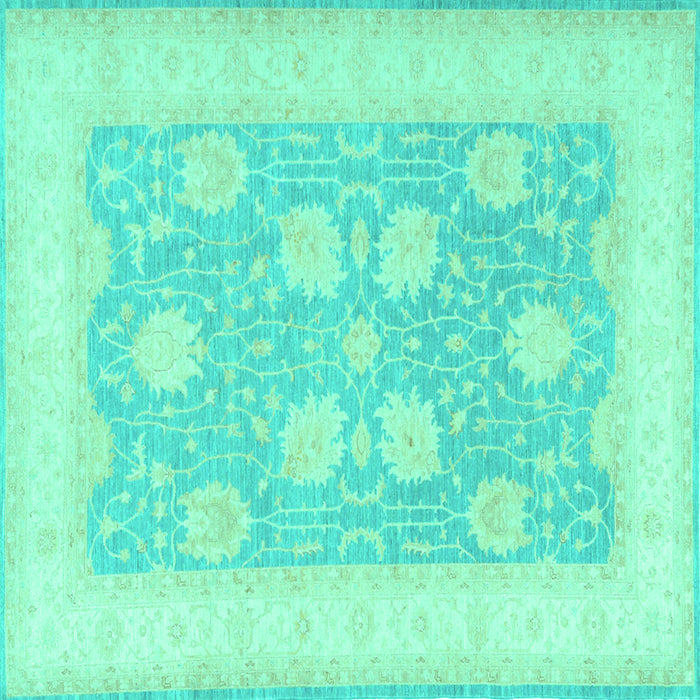 Square Machine Washable Oriental Turquoise Traditional Area Rugs, wshtr3009turq
