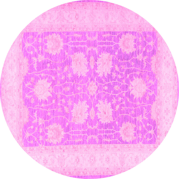Round Oriental Pink Traditional Rug, tr3009pnk