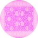 Round Oriental Pink Traditional Rug, tr3009pnk