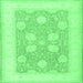 Square Oriental Emerald Green Traditional Rug, tr3009emgrn