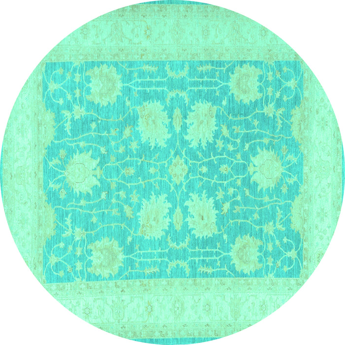 Round Oriental Turquoise Traditional Rug, tr3009turq