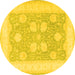 Round Oriental Yellow Traditional Rug, tr3009yw