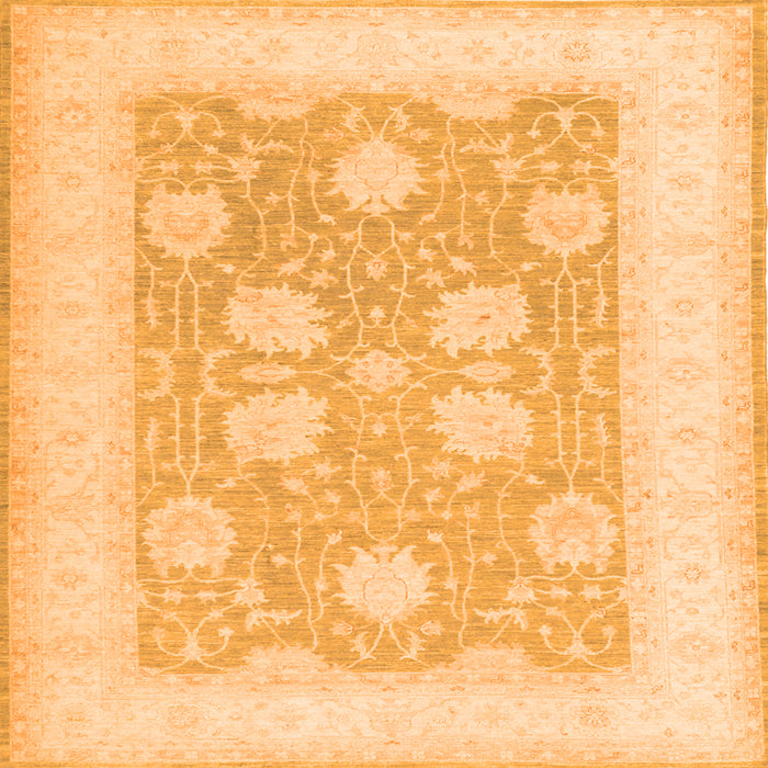 Round Machine Washable Oriental Orange Traditional Area Rugs, wshtr3009org