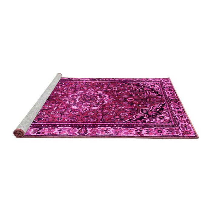 Sideview of Machine Washable Persian Pink Traditional Rug, wshtr300pnk