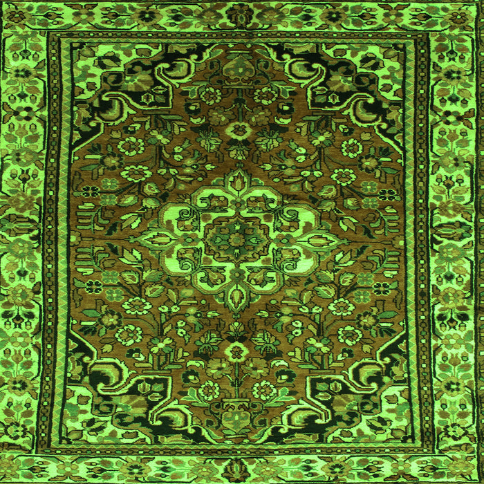 Round Machine Washable Persian Green Traditional Area Rugs, wshtr300grn