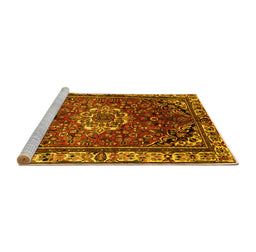 Sideview of Machine Washable Persian Yellow Traditional Rug, wshtr300yw