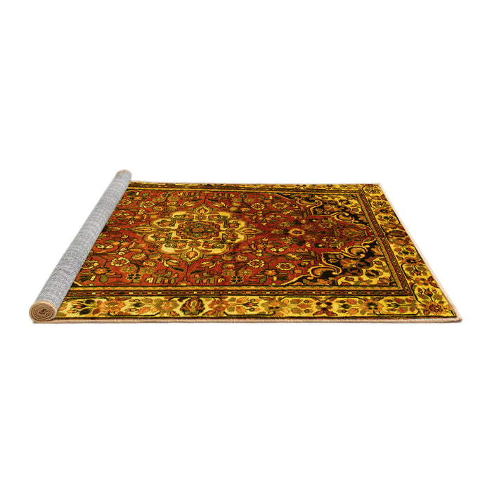 Sideview of Machine Washable Persian Yellow Traditional Rug, wshtr300yw