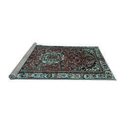 Sideview of Machine Washable Persian Light Blue Traditional Rug, wshtr300lblu