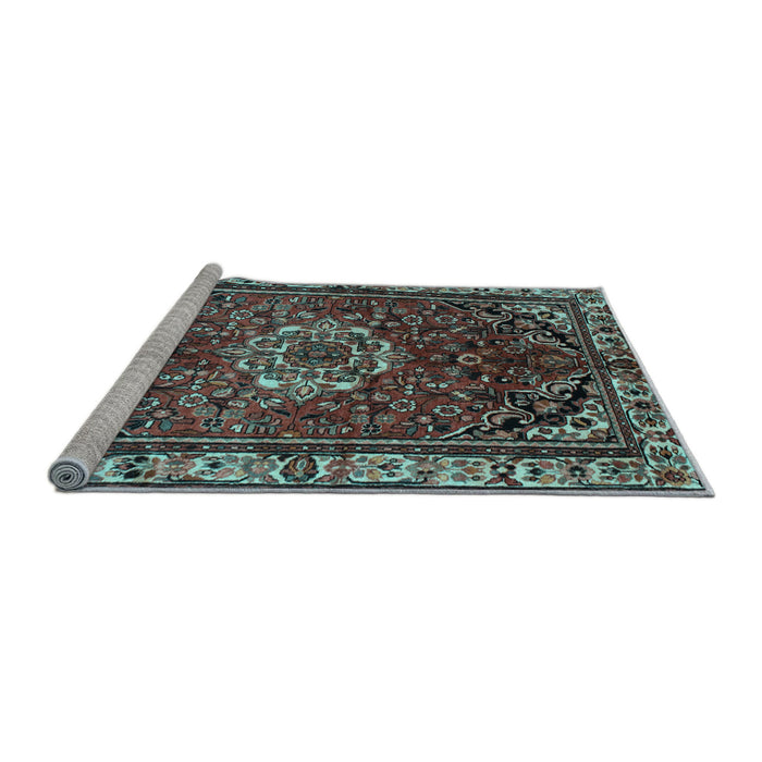 Sideview of Machine Washable Persian Light Blue Traditional Rug, wshtr300lblu