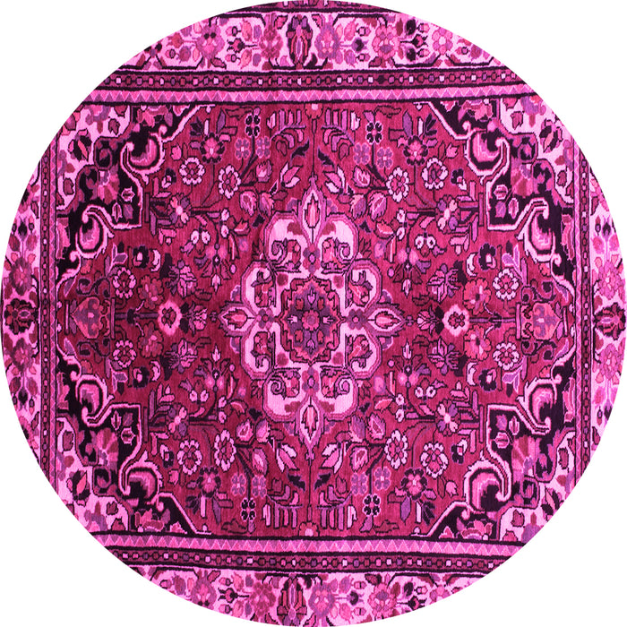Round Machine Washable Persian Pink Traditional Rug, wshtr300pnk