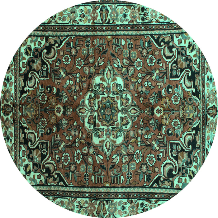 Round Persian Turquoise Traditional Rug, tr300turq