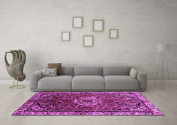 Machine Washable Persian Purple Traditional Area Rugs in a Living Room, wshtr300pur