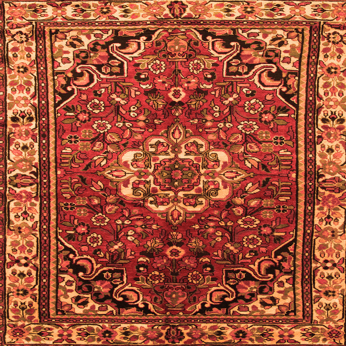 Round Machine Washable Persian Orange Traditional Area Rugs, wshtr300org