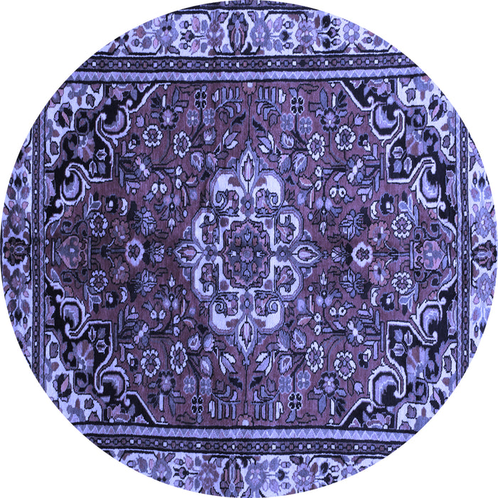 Round Machine Washable Persian Blue Traditional Rug, wshtr300blu