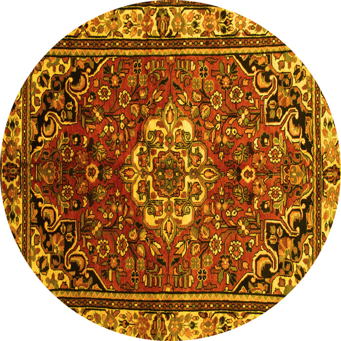 Round Persian Yellow Traditional Rug, tr300yw