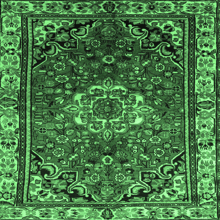 Square Machine Washable Persian Emerald Green Traditional Area Rugs, wshtr300emgrn