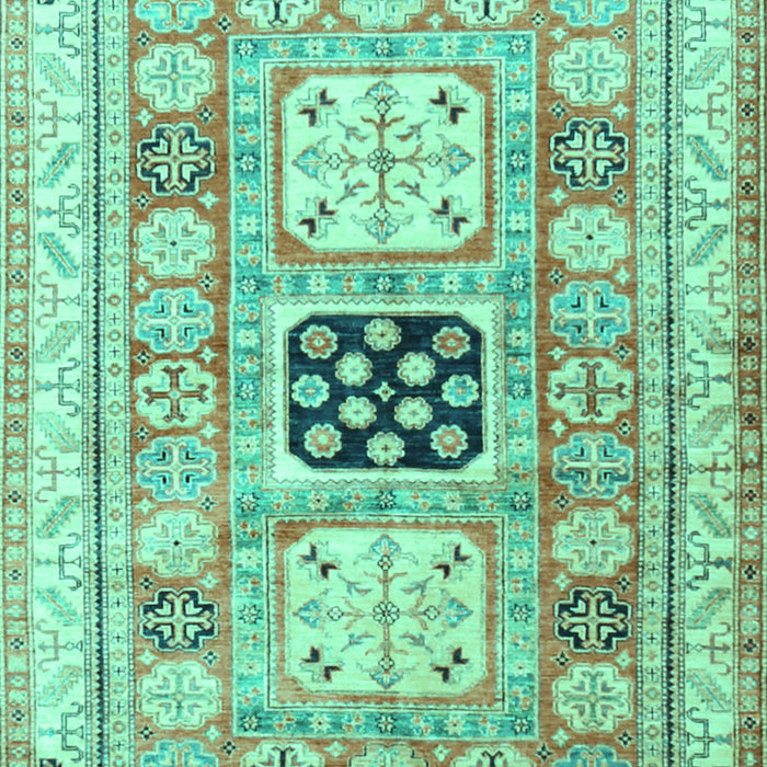 Geometric Turquoise Traditional Rug, tr3010turq