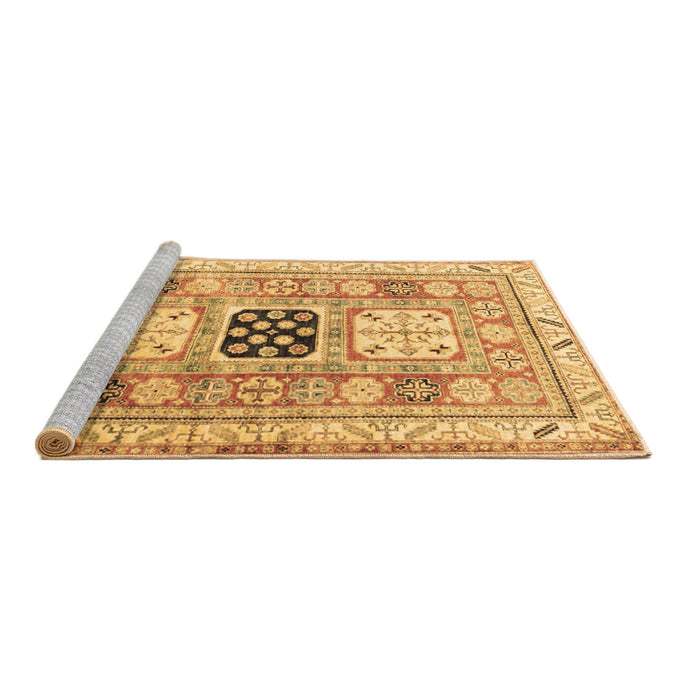 Sideview of Machine Washable Geometric Brown Traditional Rug, wshtr3010brn