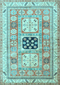 Geometric Light Blue Traditional Rug, tr3010lblu