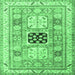 Square Geometric Emerald Green Traditional Rug, tr3010emgrn