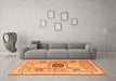 Machine Washable Geometric Orange Traditional Area Rugs in a Living Room, wshtr3010org