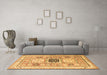 Machine Washable Geometric Brown Traditional Rug in a Living Room,, wshtr3010brn