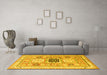 Machine Washable Geometric Yellow Traditional Rug in a Living Room, wshtr3010yw