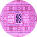 Round Geometric Purple Traditional Rug, tr3010pur