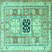 Square Geometric Turquoise Traditional Rug, tr3010turq