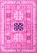 Machine Washable Geometric Pink Traditional Rug, wshtr3010pnk